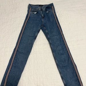 Yest Jean w/ Navy + Burnt Orange Stripe Down Leg